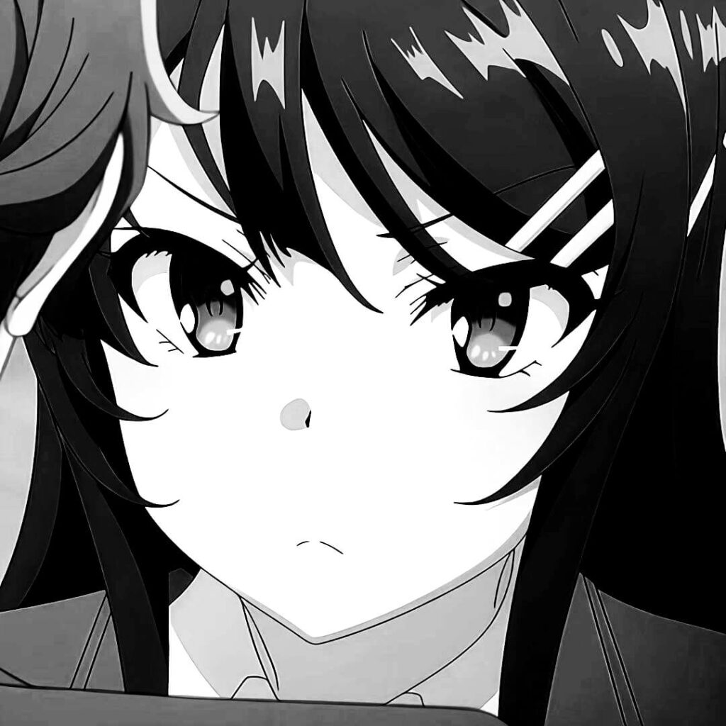 black and white anime girl 500x500