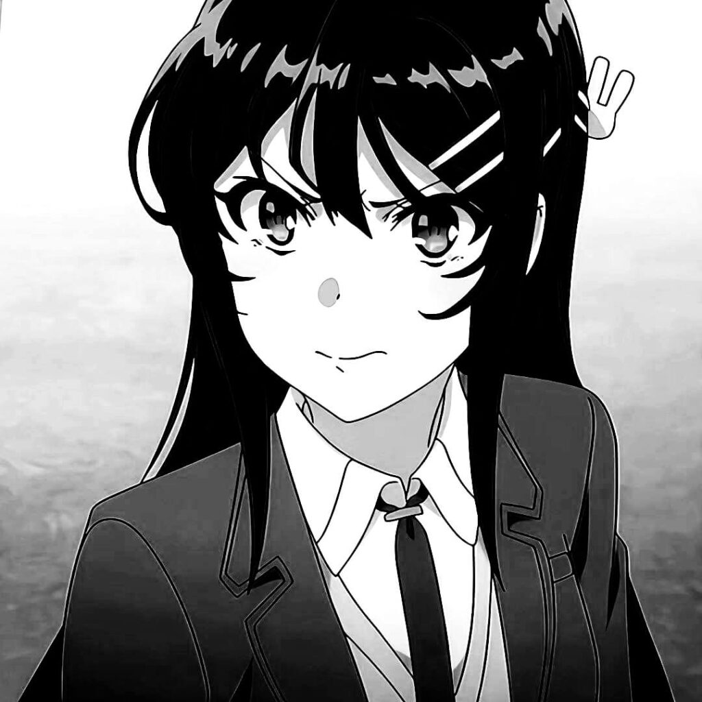 black and white anime girl avatar
