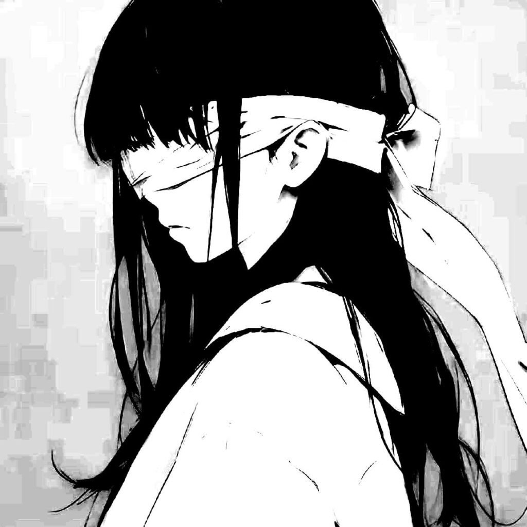 black and white anime girl no face