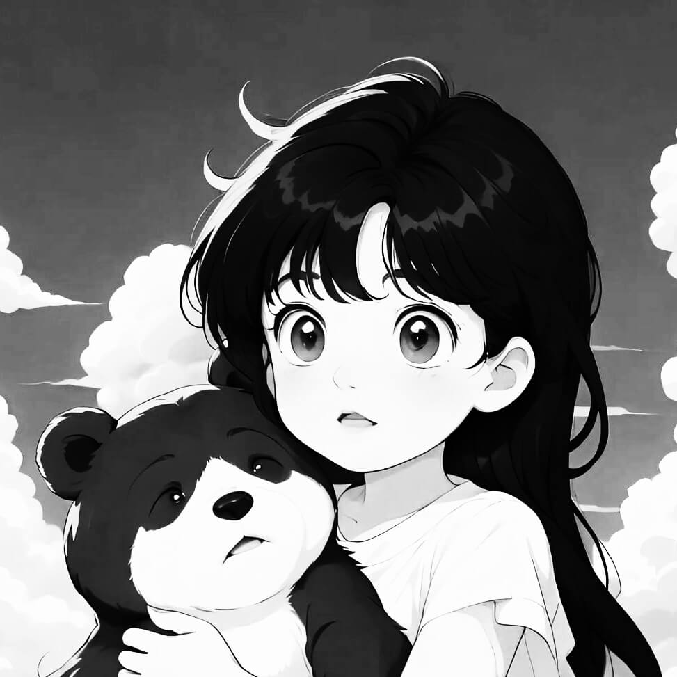 black and white anime girl pfp new