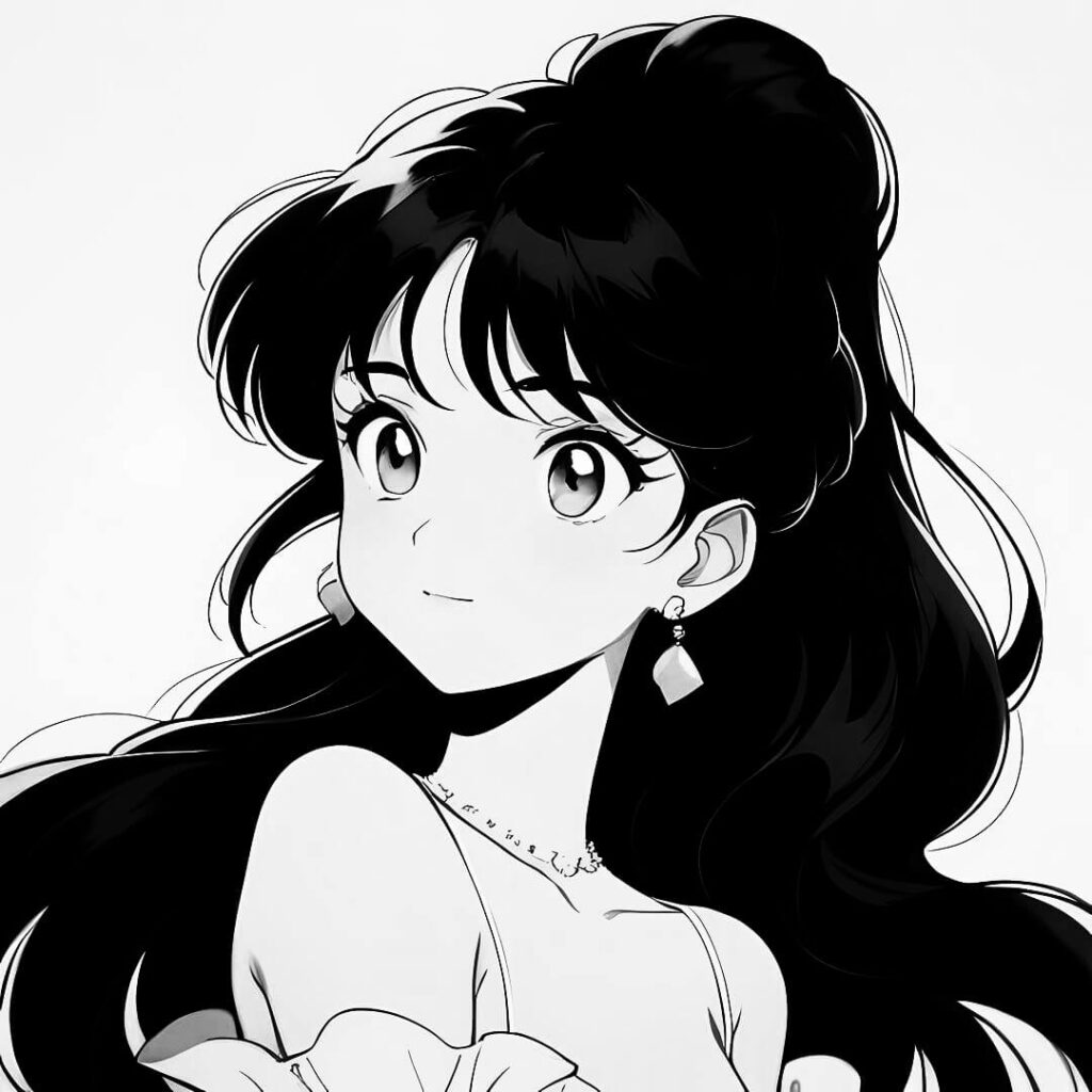 black and white anime girl pfp stylish