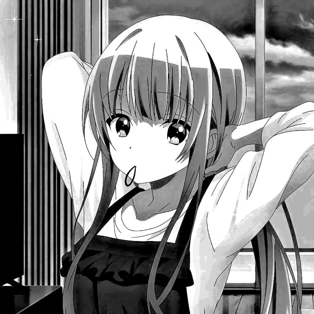 black and white anime girl pfp viral