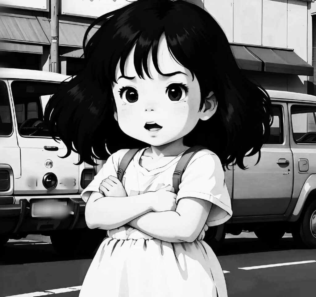 black and white anime pfp baby girl