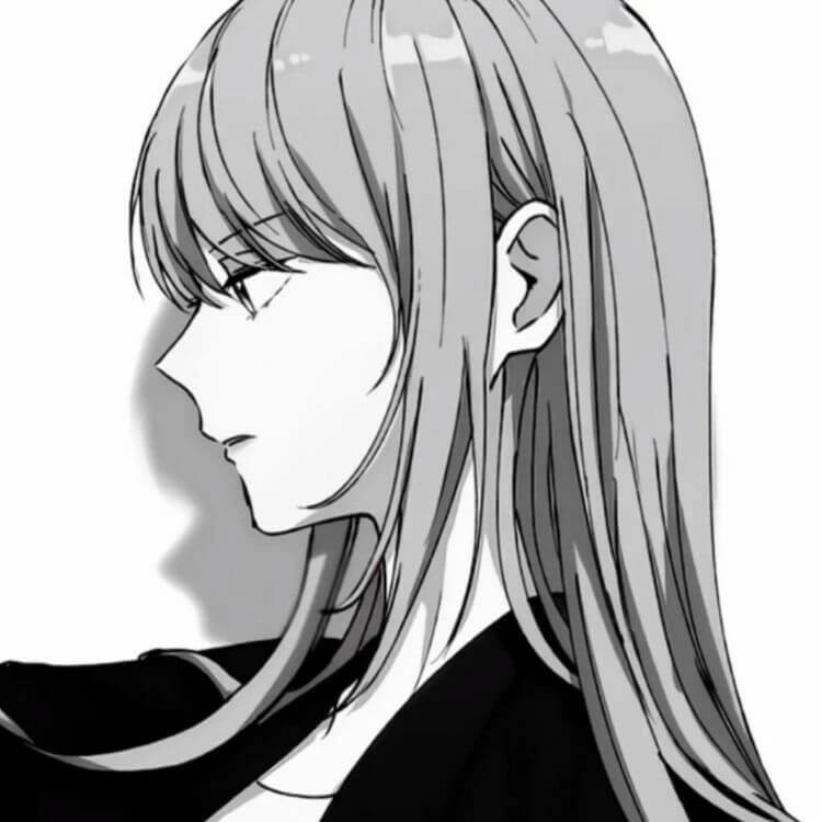 black and white anime pfp girl