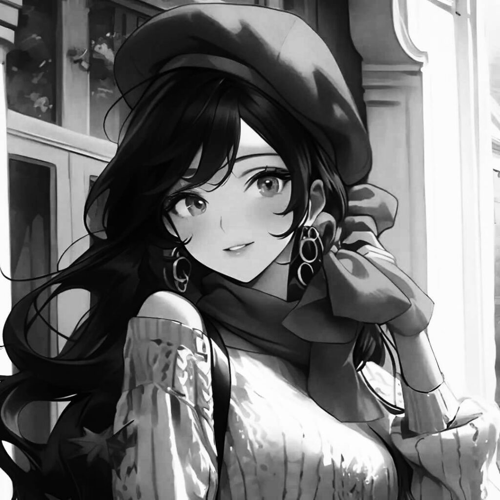 black and white anime pfp girl stylish