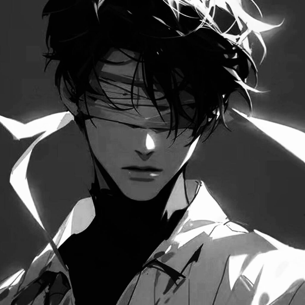 black and white anime pfp male
