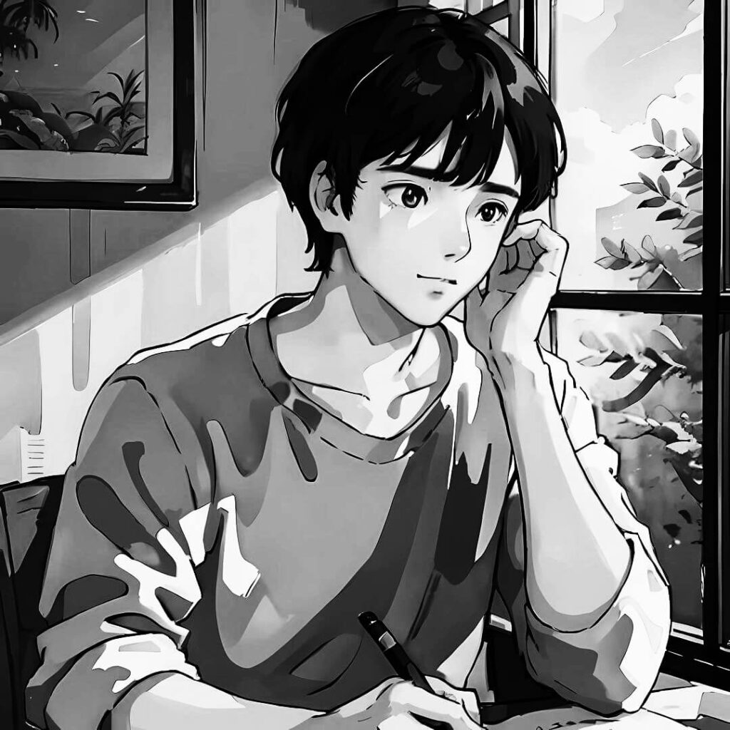 black and white anime pfp stylish boy