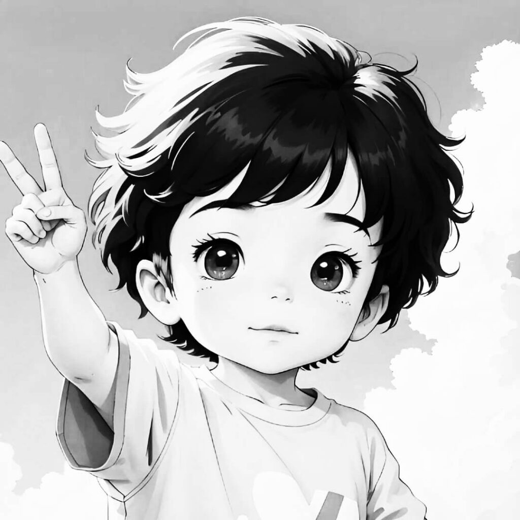 black and white anime small boy new