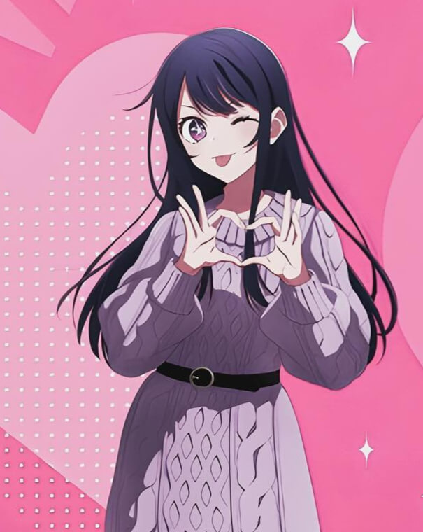 black hair pink anime girl pfp