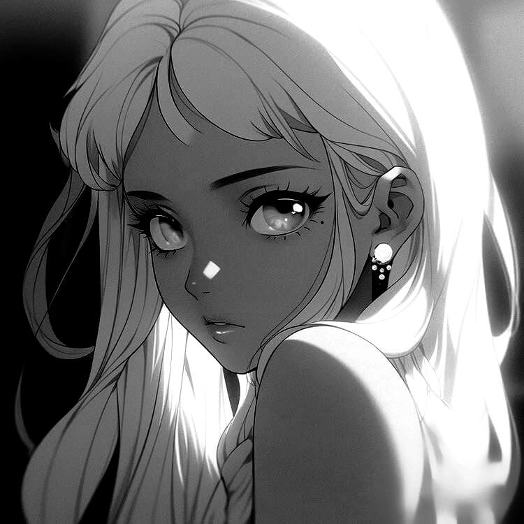 bored black and white anime girl