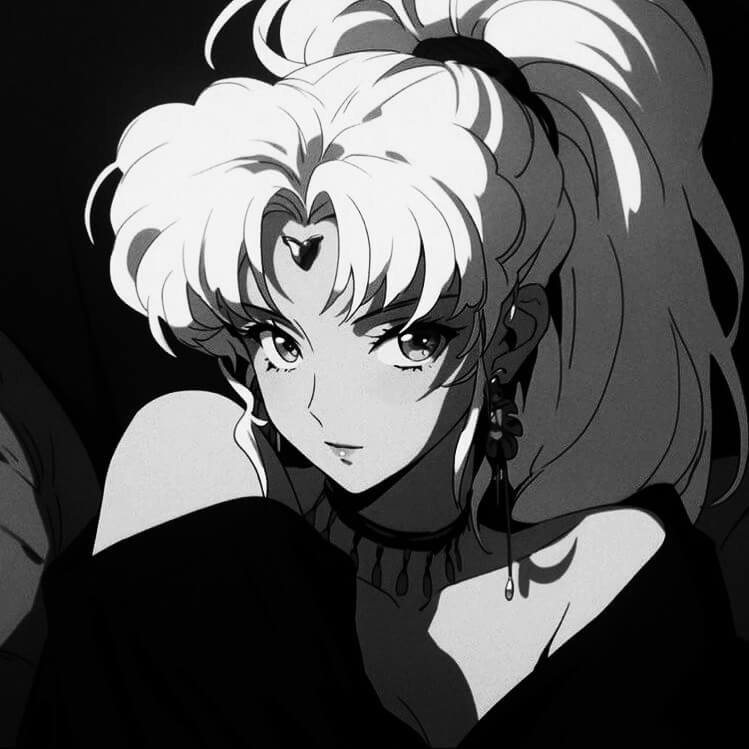 cool black and white anime pfp