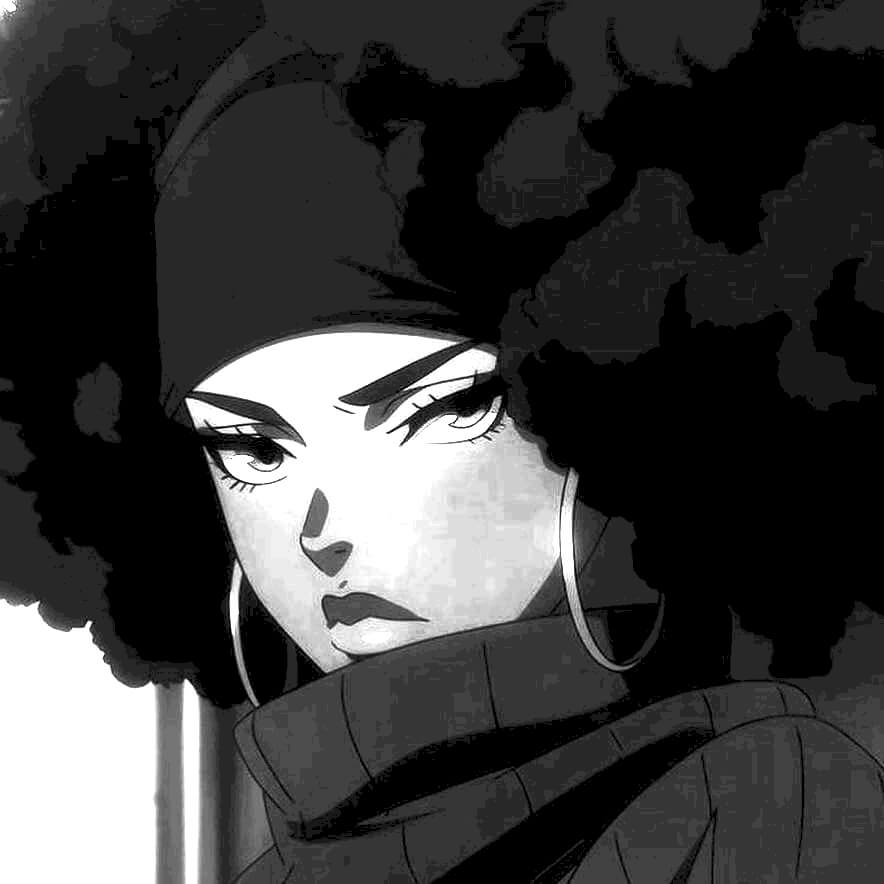 evil black and white anime girl