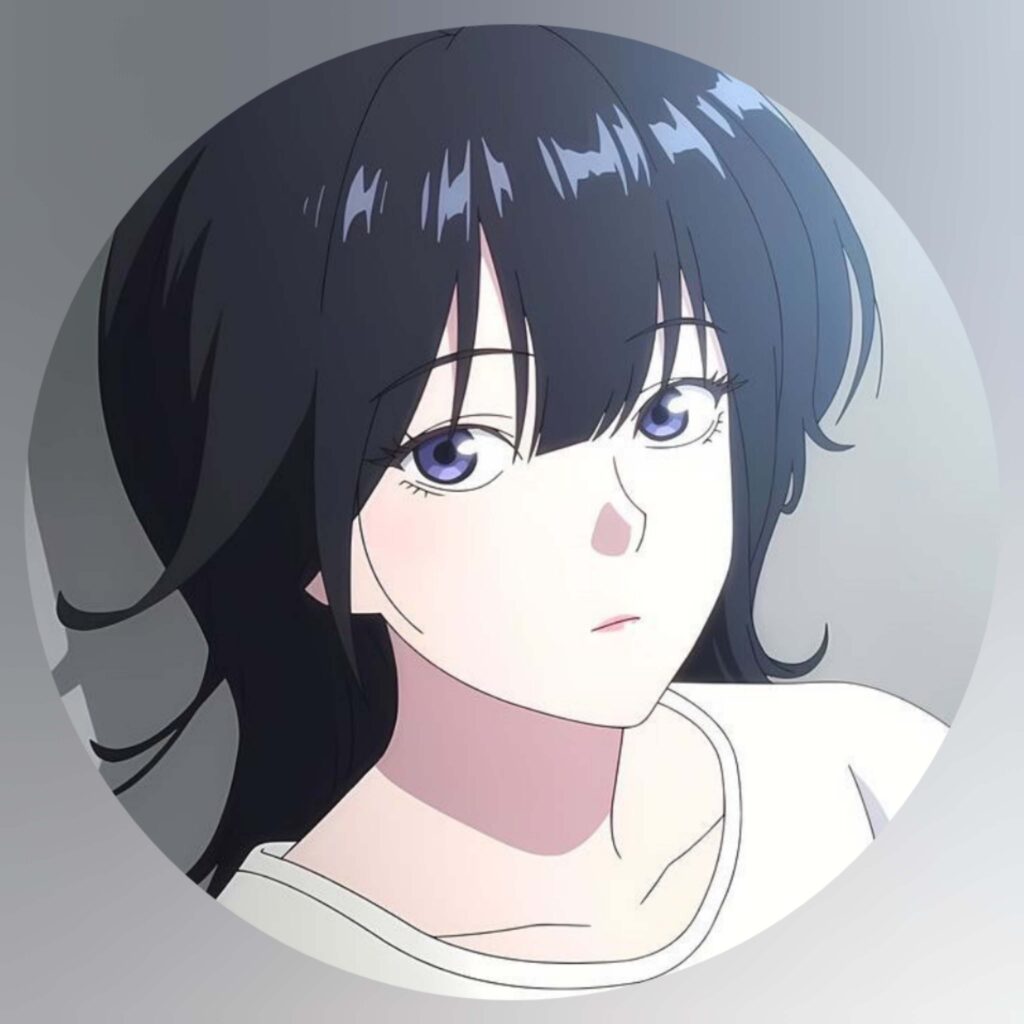 little anime girl with black hair