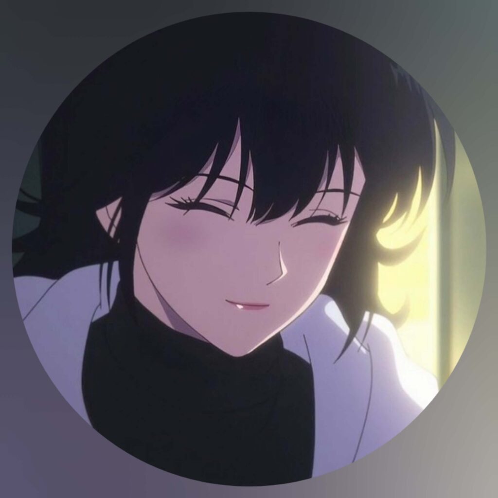 shy anime girl with black hair