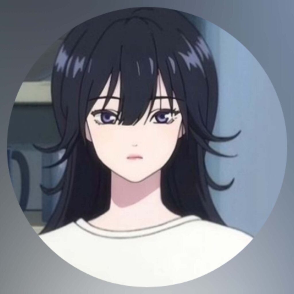 young anime girl with black hair